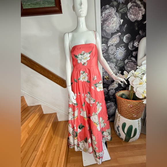 Anthropologie x BHLDN Savannah Strapless Printed Satin A-Line Maxi Dress - Picture 5 of 6